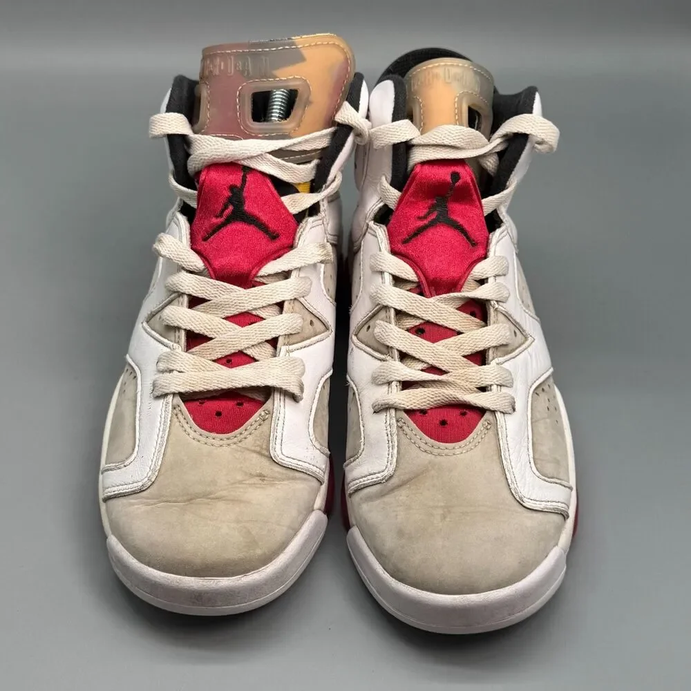 Air Jordan 6 Retro Boy's 7 White Leather Lace-Up Athletic Running Sneakers